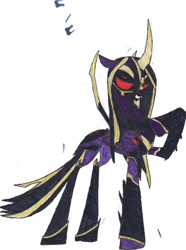 Size: 772x1036 | Tagged: safe, artist:mosspath48, queen chrysalis, changeling, changeling queen, blackarachnia, crossover, transformers