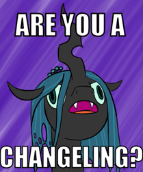 Size: 491x586 | Tagged: artist needed, safe, queen chrysalis, changeling, changeling queen, are you a wizard, derp, faic, image macro