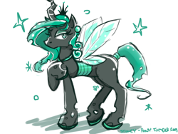 Size: 800x600 | Tagged: safe, artist:stoney pony, queen chrysalis, changeling, changeling queen, 30 minute art challenge, crystallized, female, green changeling