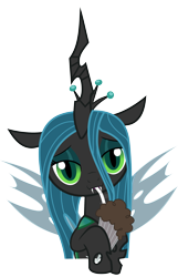 Size: 2222x3444 | Tagged: safe, artist:isegrim87, queen chrysalis, changeling, changeling queen, nymph, bedroom eyes, cute, cutealis, milkshake, milkshake ponies