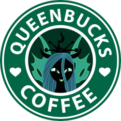 Size: 7706x7706 | Tagged: safe, artist:shadowrunner27, queen chrysalis, changeling, changeling queen, absurd resolution, female, horn, starbucks