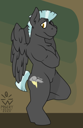 Size: 3900x5991 | Tagged: safe, artist:misery-beach, thunderlane, anthro, pegasus, male, muscles, solo, thighs, thunder thighs