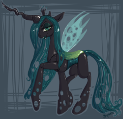 Size: 1200x1155 | Tagged: safe, artist:artofmelissafox, queen chrysalis, changeling, changeling queen, bedroom eyes, female