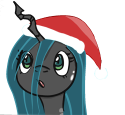 Size: 879x810 | Tagged: safe, artist:beezii11, queen chrysalis, changeling, changeling queen, christmas, hat, santa hat