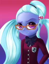 Size: 1280x1656 | Tagged: safe, artist:vsdrawfag, sugarcoat, equestria girls, friendship games, clothes, crystal prep academy uniform, glasses, pigtails, school uniform, solo, twintails