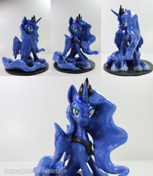 Size: 600x688 | Tagged: safe, artist:dustysculptures, princess luna, alicorn, pony, female, horn, mare, sculpture, solo