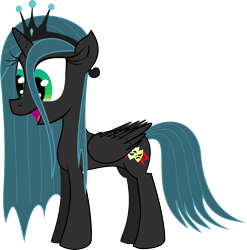 Size: 3254x3292 | Tagged: safe, artist:tixolseyerk, queen chrysalis, changeling, changeling queen, female, green eyes, horn, ponified, solo