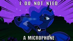 Size: 1280x720 | Tagged: safe, princess luna, alicorn, pony, image macro, master exploder, solo, song reference, tenacious d