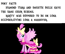 Size: 1018x846 | Tagged: safe, diamond tiara, princess luna, sweetie belle, alicorn, pony, luna eclipsed, fact, facts, pinkluna, pony fact, solo, trivia