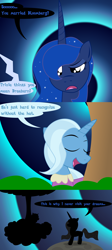 Size: 3000x6686 | Tagged: safe, artist:dazed-and-wandering, bloomberg, princess luna, trixie, alicorn, pony, comic