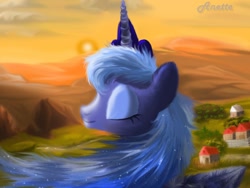 Size: 1000x750 | Tagged: safe, artist:anna-krylova, princess luna, alicorn, pony, fluffy, s1 luna, solo