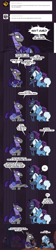 Size: 794x3516 | Tagged: safe, artist:herny, princess luna, trixie, oc, oc:kevin the nightguard, bat pony, pony, ask, bed, coffee, comic, donut, existential crisis, luna-afterdark, meta, night guard, self deprecation, table, they know, trixie is magic, tumblr