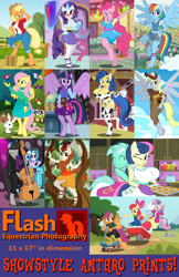 Size: 1056x1632 | Tagged: safe, artist:flash equestria photography, apple bloom, applejack, autumn blaze, bon bon, derpy hooves, dj pon-3, fluttershy, lyra heartstrings, octavia melody, pinkie pie, rainbow dash, rarity, scootaloo, sweetie belle, sweetie drops, twilight sparkle, twilight sparkle (alicorn), vinyl scratch, oc, oc:milky way, alicorn, anthro, kirin, unguligrade anthro, applerack, big breasts, bikini, bon bombs, breasts, cello, cleavage, clothes, cookie, cowprint, food, gloves, headlight sparkle, hootershy, hug, hug from behind, huge breasts, impossibly large breasts, long gloves, mane six, musical instrument, one eye closed, orbtavia, oven mitts, pinkie pies, rainboob dash, raritits, scooter, show accurate anthro, stockings, swimsuit, thigh highs