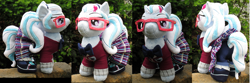 Size: 1093x364 | Tagged: safe, artist:drachefrau, sugarcoat, pony, clothes, crystal prep academy uniform, equestria girls ponified, glasses, irl, looking at you, photo, plushie, ponified, school uniform, solo