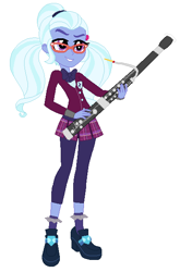 Size: 403x609 | Tagged: safe, artist:haleyc4629, sugarcoat, equestria girls, friendship games, bassoon, clothes, crystal prep academy uniform, musical instrument, school uniform, simple background, solo, white background