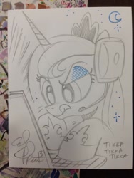 Size: 768x1024 | Tagged: safe, artist:andypriceart, princess luna, alicorn, pony, computer, gamer luna, solo, traditional art