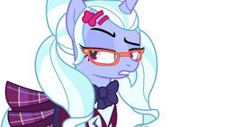 Size: 1280x724 | Tagged: safe, artist:yaycelestia0331, sugarcoat, equestria girls, friendship games, clothes, crystal prep academy uniform, equestria girls ponified, glasses, looking at you, ponified, school uniform, solo