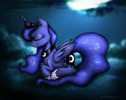 Size: 1500x1191 | Tagged: safe, artist:moonlightfl, princess luna, alicorn, pony, detailed background, female, mare, solo