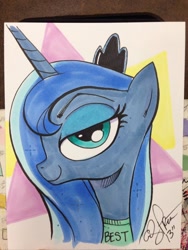 Size: 768x1024 | Tagged: safe, artist:andypriceart, princess luna, alicorn, pony, best pony, female, magic shirt, mare, solo, traditional art