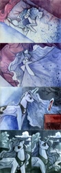 Size: 800x2259 | Tagged: safe, artist:larest, princess luna, alicorn, pony, bed, comic, preview, traditional art, watercolor painting, your nights are beautiful