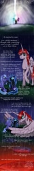 Size: 400x2000 | Tagged: safe, artist:bonaxor, nightmare moon, princess luna, oc, oc:dream, oc:fausticorn, alicorn, pony, comic:twin sisters, comic, cover, creation, lauren faust