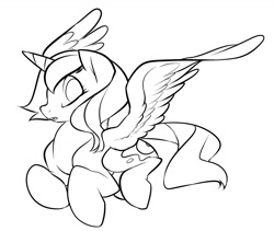 Size: 1280x1078 | Tagged: safe, artist:kilo, princess luna, alicorn, pony, female, horn, mare, monochrome, solo