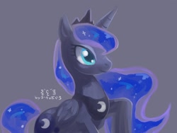 Size: 600x450 | Tagged: safe, artist:boguti, princess luna, alicorn, pony, pixiv, simple background, solo