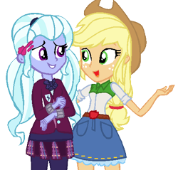 Size: 490x469 | Tagged: safe, artist:ecoster1268, applejack, sugarcoat, equestria girls, clothes, female