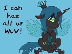 Size: 900x675 | Tagged: safe, artist:warriordreampool, queen chrysalis, changeling, changeling queen, nymph, cute, cutealis, hnnng, solo