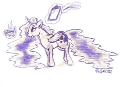 Size: 1000x698 | Tagged: safe, artist:foxofwar, princess luna, alicorn, pony, female, horn, mare, solo, traditional art