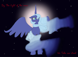 Size: 825x599 | Tagged: safe, artist:queen luna/luna the great, princess luna, alicorn, pony, moon, operation sunrise, queen luna, solo, the cellar