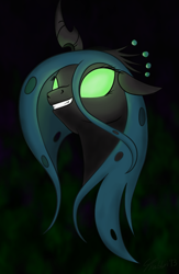 Size: 520x800 | Tagged: safe, artist:gimmogear, queen chrysalis, changeling, changeling queen, female, green eyes, horn, solo