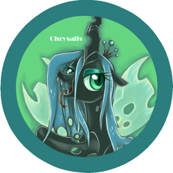 Size: 708x708 | Tagged: safe, artist:bunina, queen chrysalis, changeling, changeling queen, female, horn, pixiv, solo