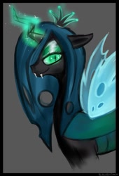 Size: 411x604 | Tagged: dead source, safe, artist:sonatatravina, queen chrysalis, changeling, changeling queen, female, magic, solo
