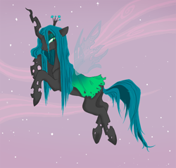 Size: 800x761 | Tagged: safe, artist:clockworknightmare, queen chrysalis, changeling, changeling queen, bedroom eyes, clothes, dress, female, solo