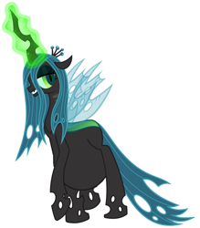 Size: 798x909 | Tagged: safe, queen chrysalis, changeling, changeling queen, female, green eyes, horn, pregnant, pregnant edit, solo