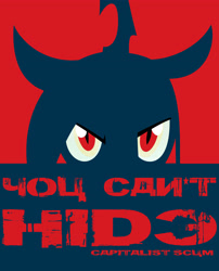 Size: 3508x4352 | Tagged: safe, artist:fr3zo, queen chrysalis, changeling, changeling queen, absurd resolution, fake cyrillic, must crush capitalism, poster, propaganda