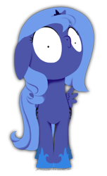 Size: 322x528 | Tagged: safe, artist:grievousfan, edit, princess luna, alicorn, pony, cute, female, filly, floppy ears, me gusta, not safe for woona, rapeface, reaction image, smiling, solo, wide eyes, wingboner, woona