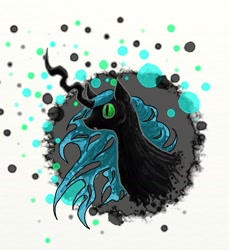 Size: 1700x1855 | Tagged: safe, artist:totalexistancefail, queen chrysalis, changeling, changeling queen, female, green eyes, horn, solo