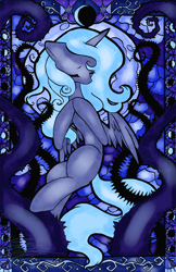 Size: 3312x5100 | Tagged: safe, artist:midnameowfries, princess luna, alicorn, pony, detailed background, female, mare, solo