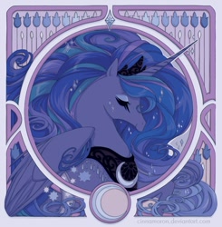 Size: 600x613 | Tagged: safe, artist:cinnamoron, princess luna, alicorn, pony, detailed background, female, mare, solo