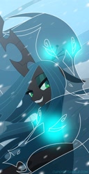 Size: 1087x2127 | Tagged: safe, artist:tarajenkins, queen chrysalis, changeling, changeling queen, windigo, female, glowing eyes, horn