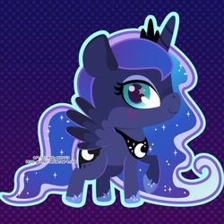 Size: 495x495 | Tagged: safe, artist:miss-glitter, princess luna, alicorn, pony, raised hoof, solo