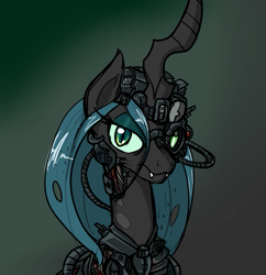 Size: 675x696 | Tagged: safe, artist:reiduran, queen chrysalis, changeling, changeling queen, cyborg, borg, crossover, parody, solo, star trek