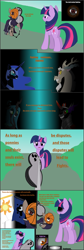 Size: 2227x6590 | Tagged: safe, artist:ardonsword, discord, king sombra, nightmare moon, queen chrysalis, twilight sparkle, changeling, changeling queen, pony, unicorn, colored, comic, crossover, naruto, ponified, sharingan, tobi, uchiha obito