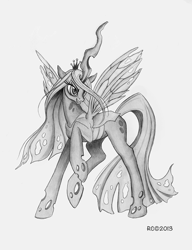 Size: 692x900 | Tagged: safe, artist:royallycrimson, queen chrysalis, changeling, changeling queen, female, sketch, solo