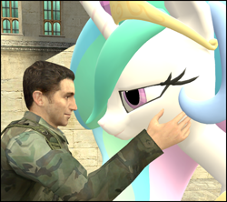 Size: 738x655 | Tagged: safe, artist:dbuilder, princess celestia, oc, alicorn, pony, 3d, canon x oc, caress, gmod