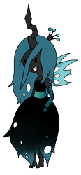 Size: 417x900 | Tagged: safe, artist:skatergirl8888, queen chrysalis, changeling, changeling queen, adventure time, clothes, dress, female, horned humanization, humanized