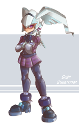 Size: 1316x2116 | Tagged: safe, artist:thegreatrouge, sugarcoat, equestria girls, friendship games, crossover, crystal prep academy, crystal prep shadowbolts, megaman, megaman zero, sage harpuia, simple background, solo