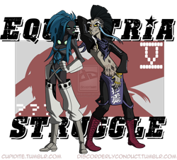Size: 1600x1453 | Tagged: safe, artist:peachiekeenie, artist:tarajenkins, discord, queen chrysalis, crossover, cupidite, discorderlyconduct, humanized, letz shake, no more heroes